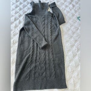 Banana Republic Wool Cable Knit Turtleneck Sweater Dress Gray Size S